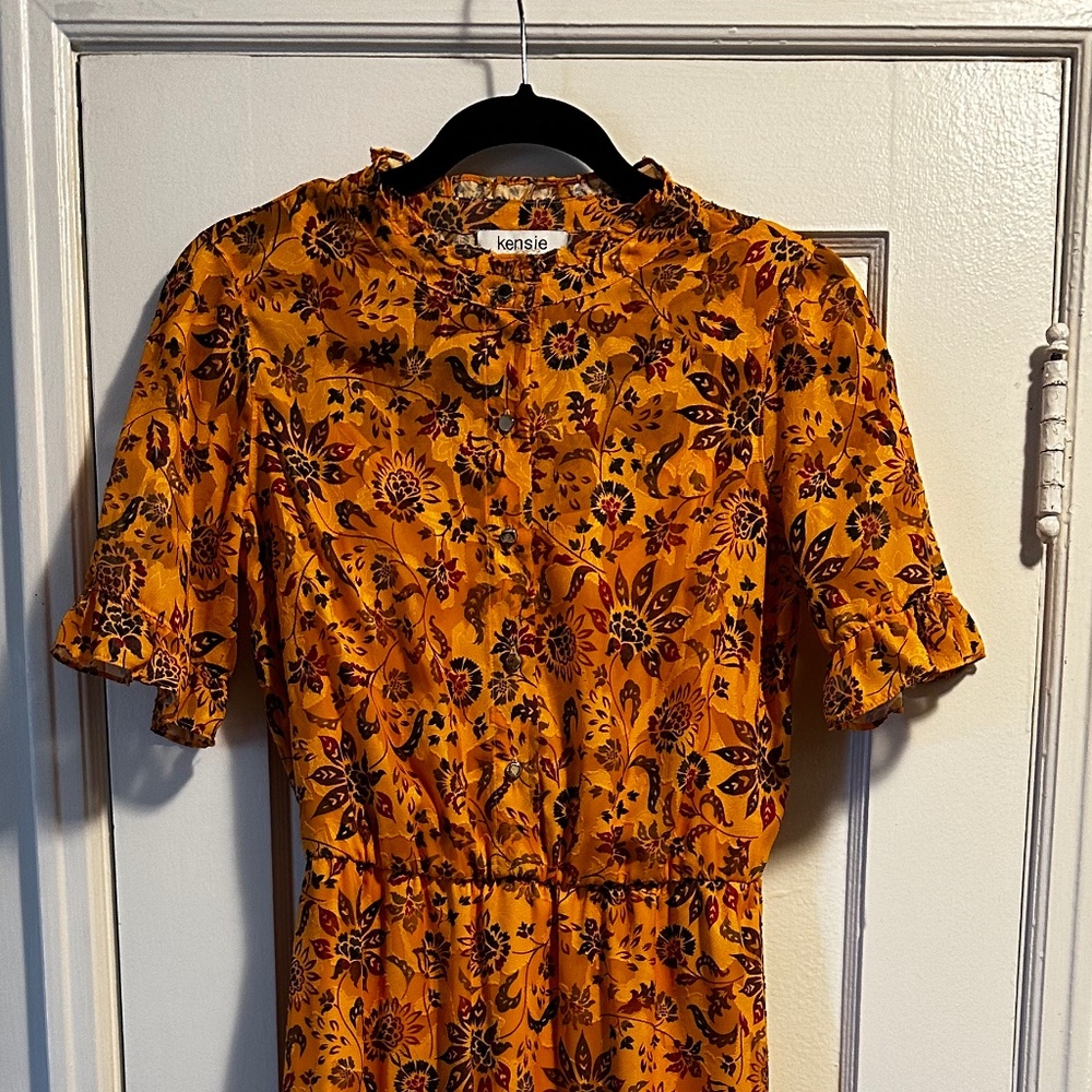 Kenzie Mustard floral dress